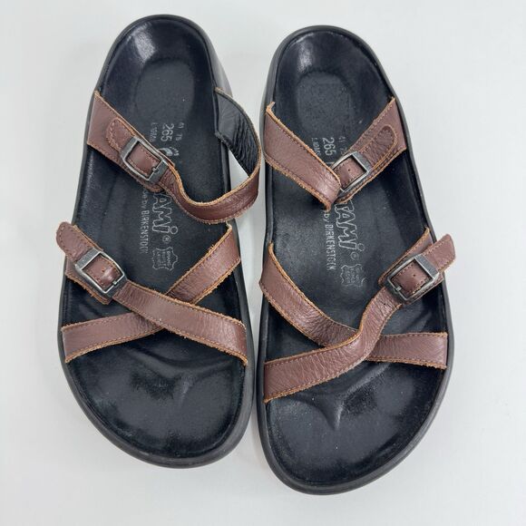 Tatami Birkenstock Leather Sandals Womens Strappy Brown Buckles Sz 41 / 10 - Picture 2 of 5